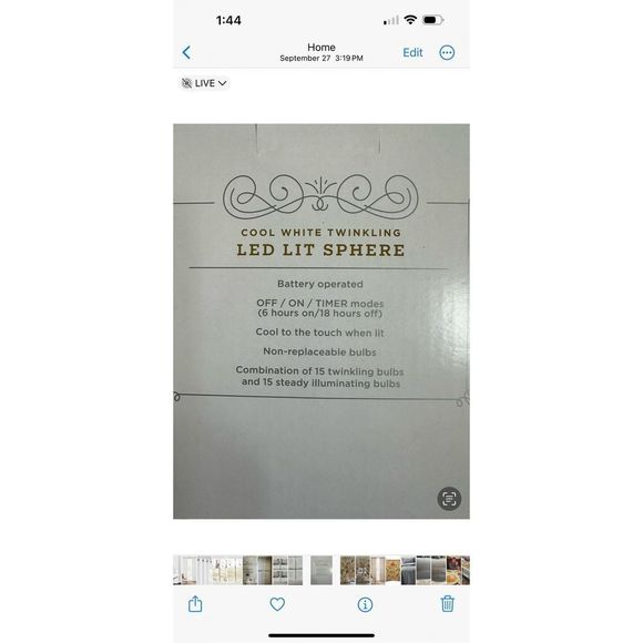 4-Wondershop Christmas LED Clear 5-1/4” dia Sphere with 30 Dew Drop String Light - Picture 4 of 4